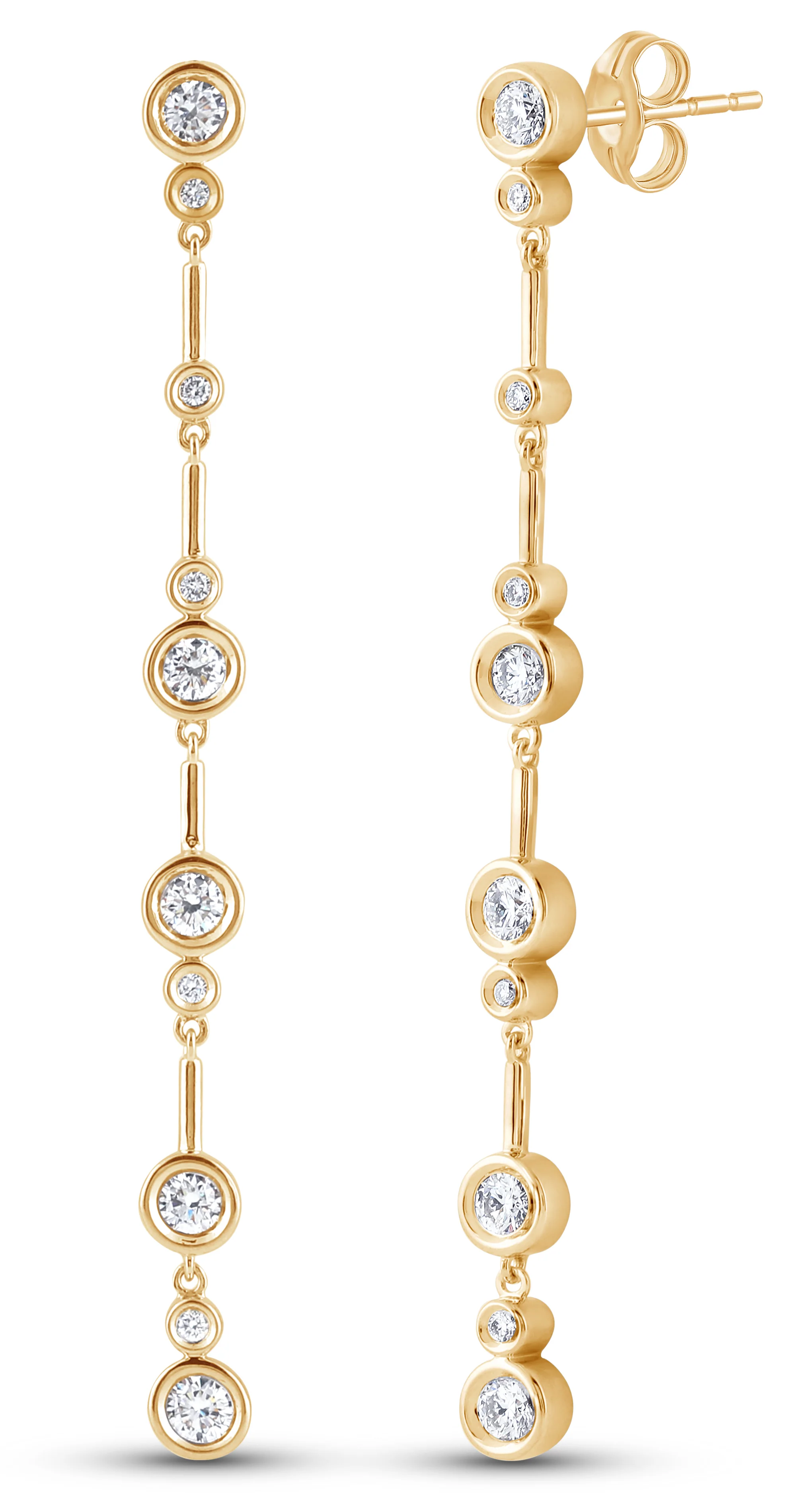 14K Gold & 1.0 TCW Lab-Grown Diamond Drop Earrings - Image 4
