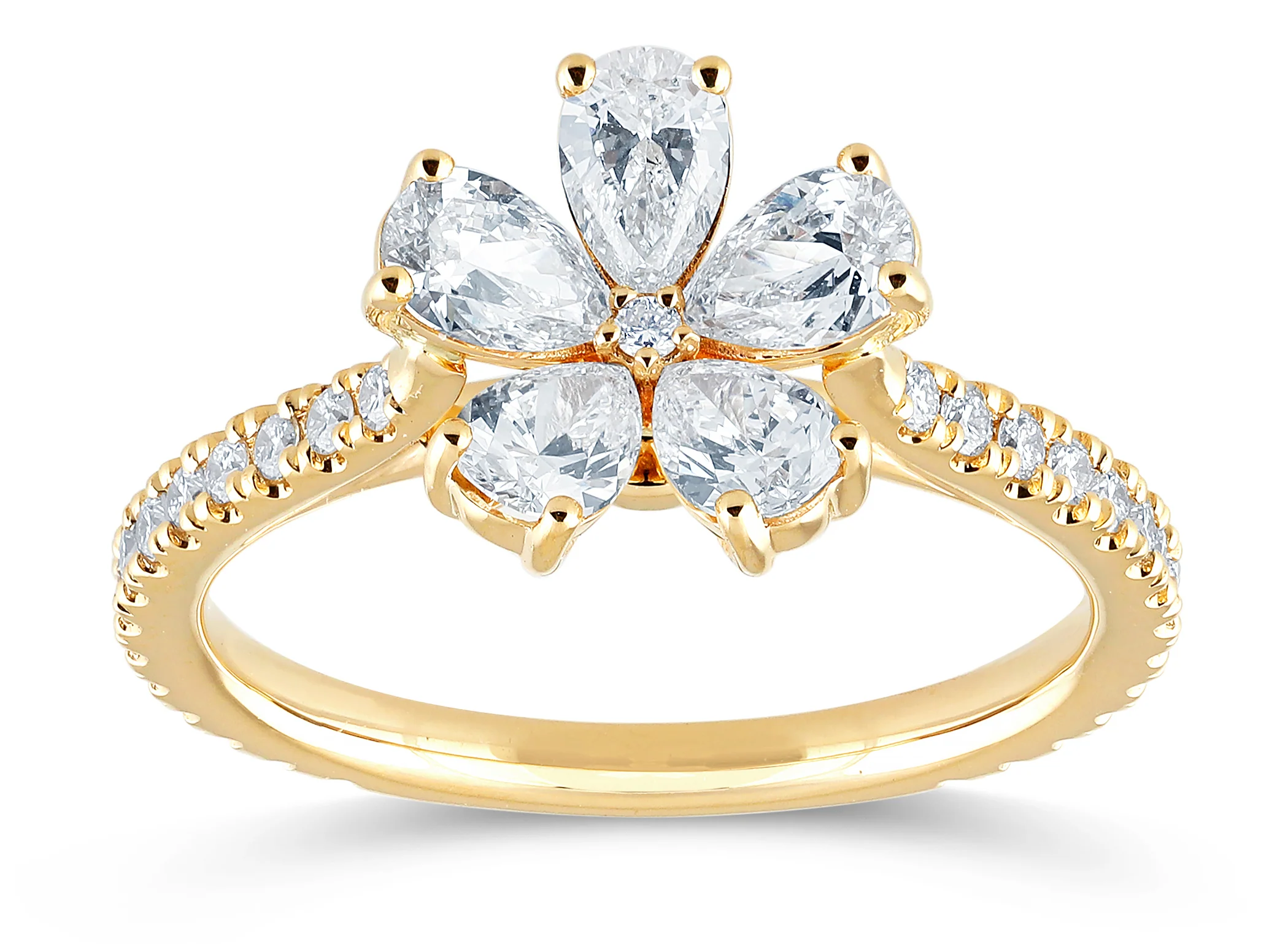 14K Gold & 1.35 TCW Lab-Grown Diamond Flower Ring - Image 4