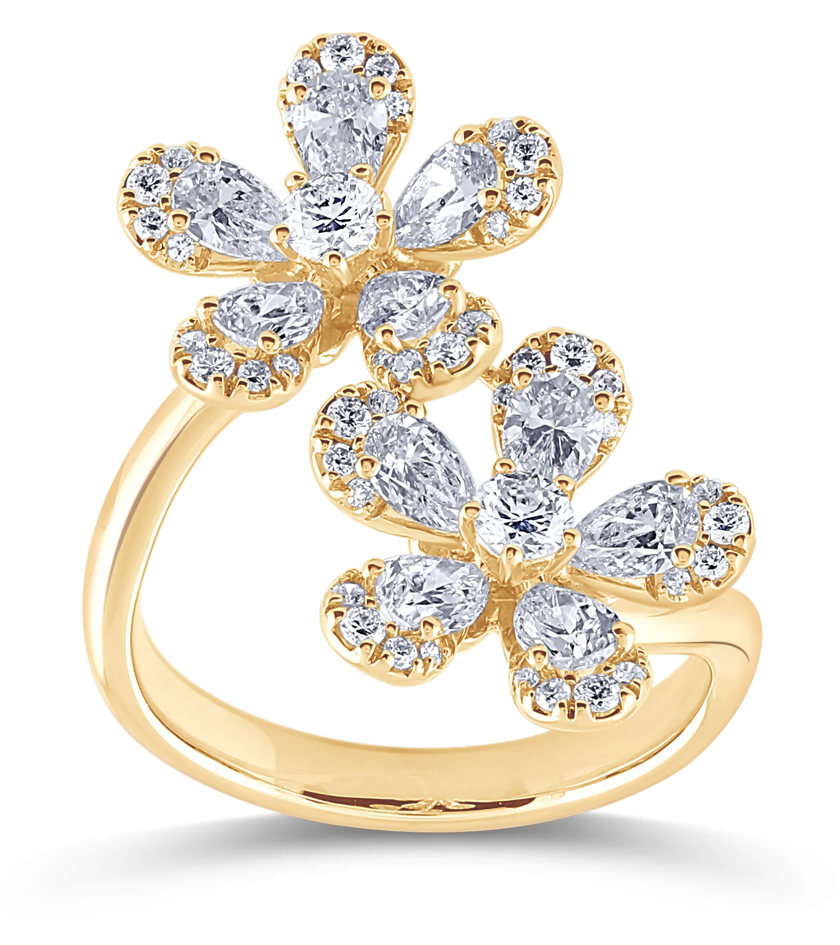 14K Gold & 2 TCW Lab-Grown Diamond Flower Wrap Ring - Image 4