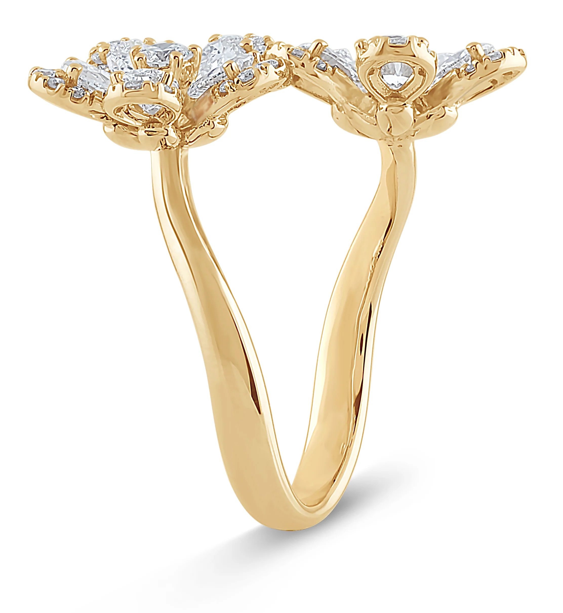 14K Gold & 2 TCW Lab-Grown Diamond Flower Wrap Ring - Image 5