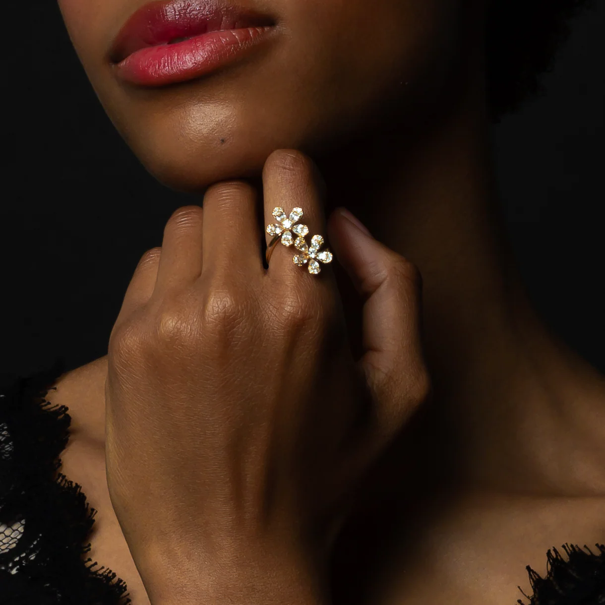 14K Gold & 2 TCW Lab-Grown Diamond Flower Wrap Ring - Image 7