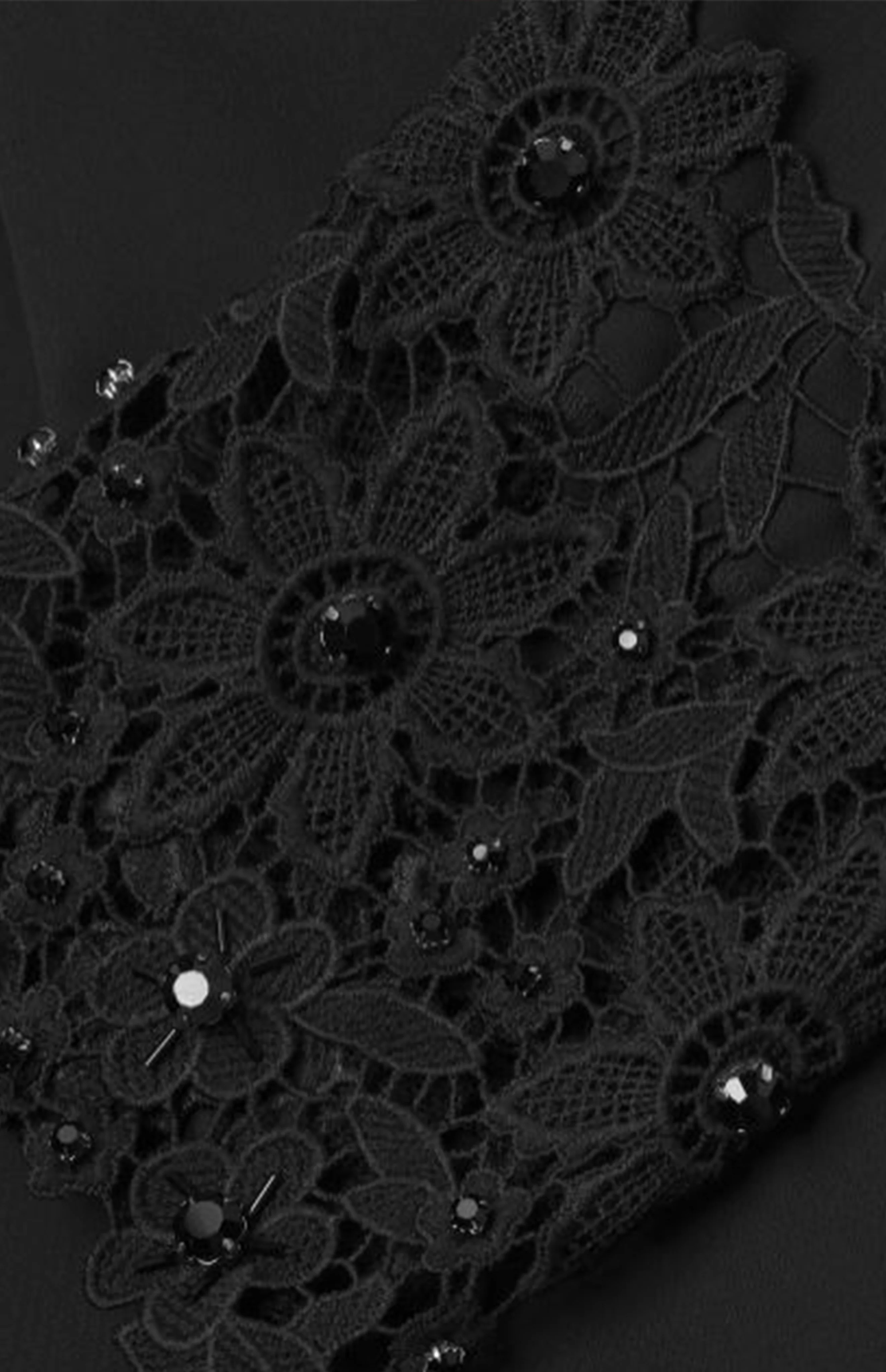 Beaded Lace Yoke Gown in Black - Image 4