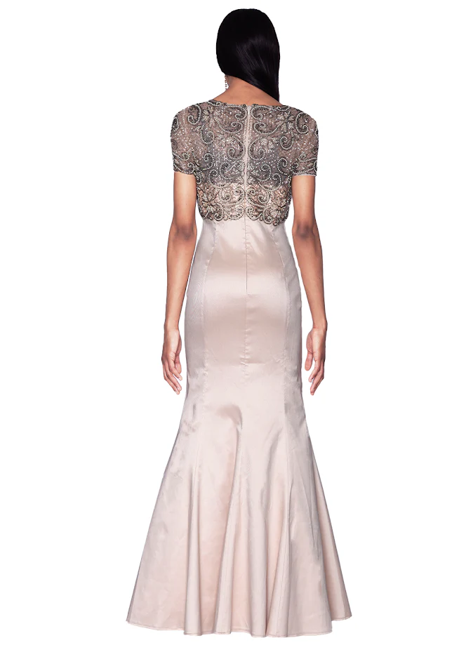 Beaded Mikado Fit and Flare Gown - Image 2