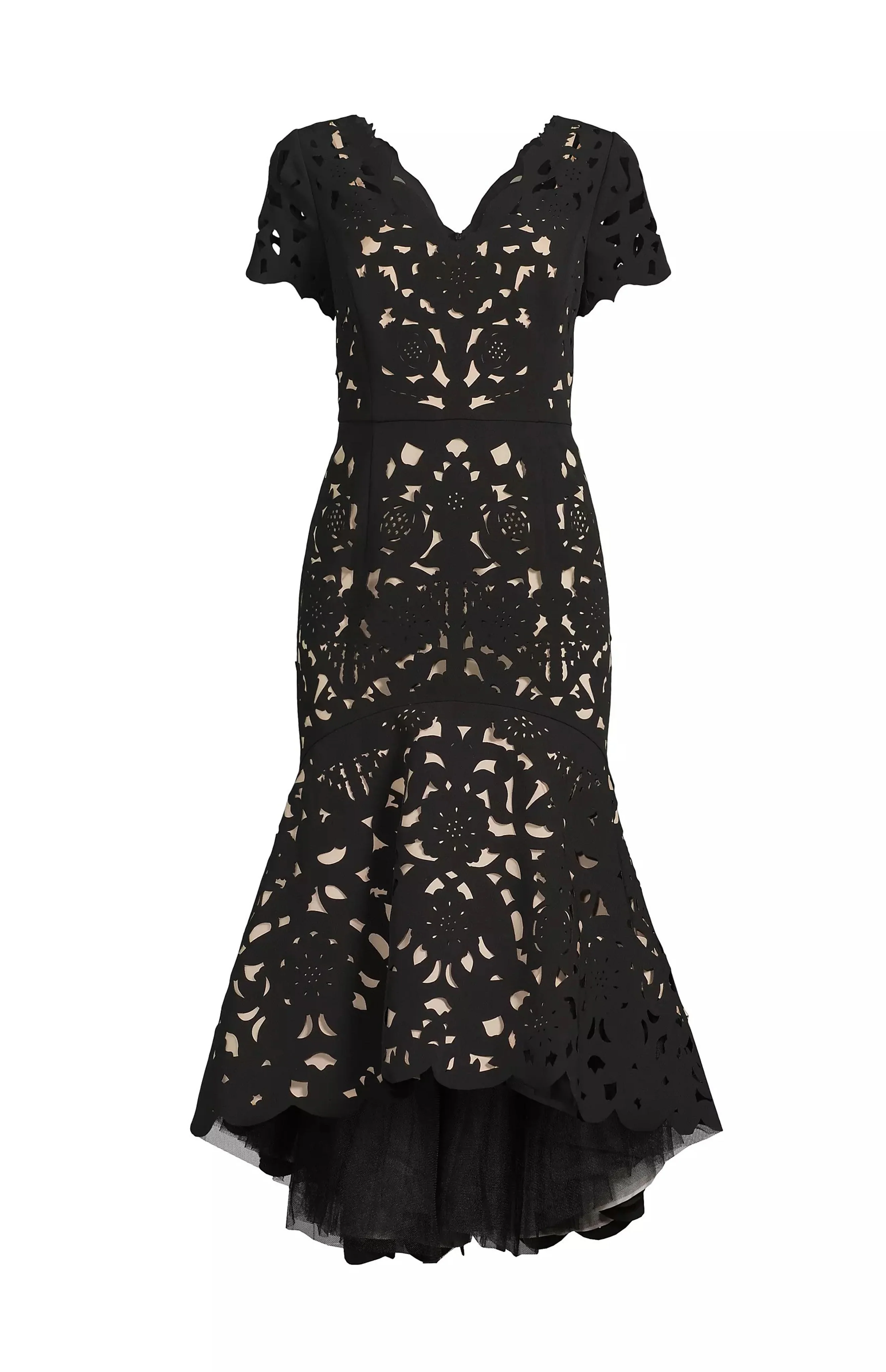 Floral Crepe Laser-Cut Midi Hi-Lo Dress - Image 4