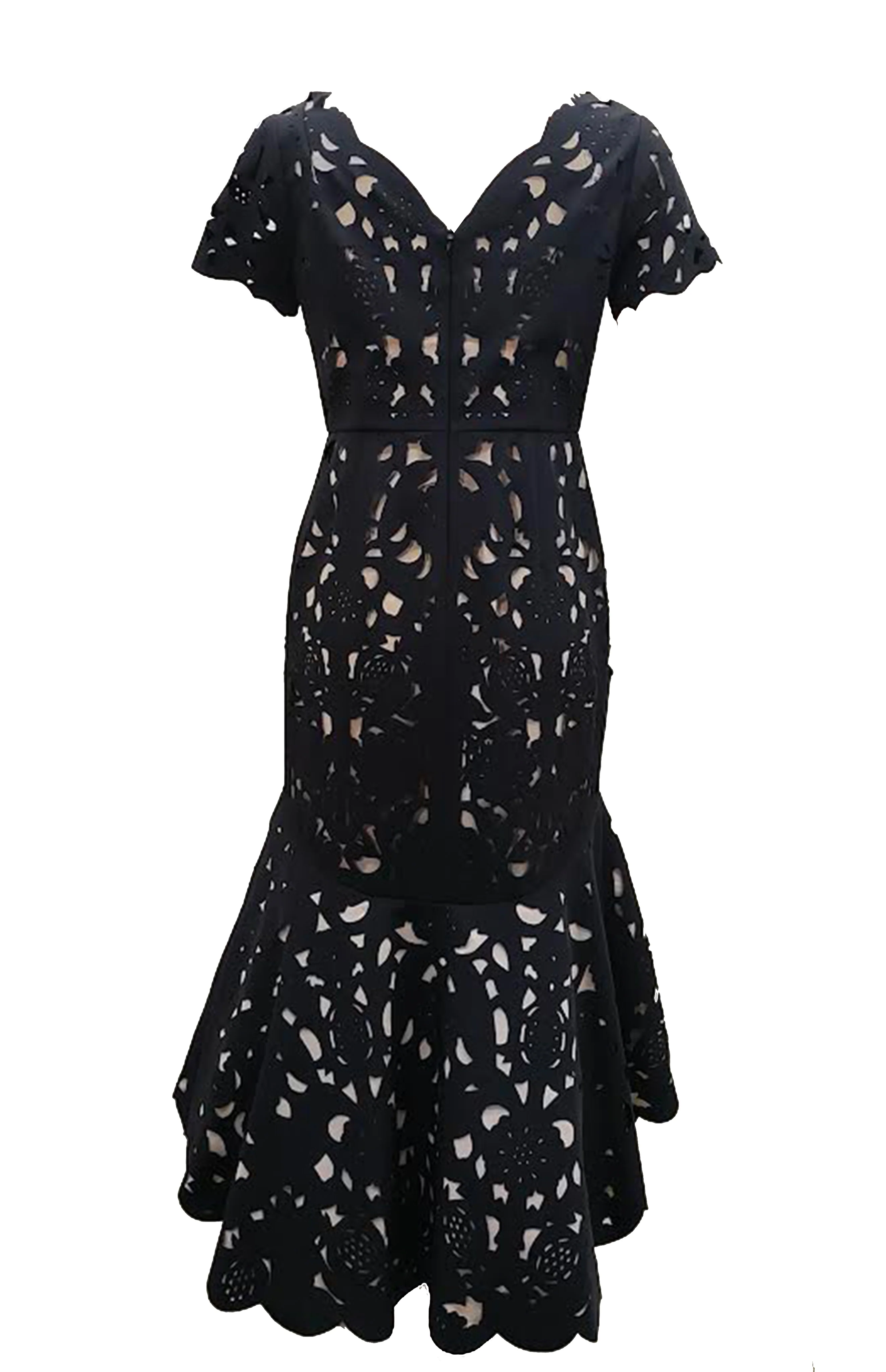 Floral Crepe Laser-Cut Midi Hi-Lo Dress - Image 5