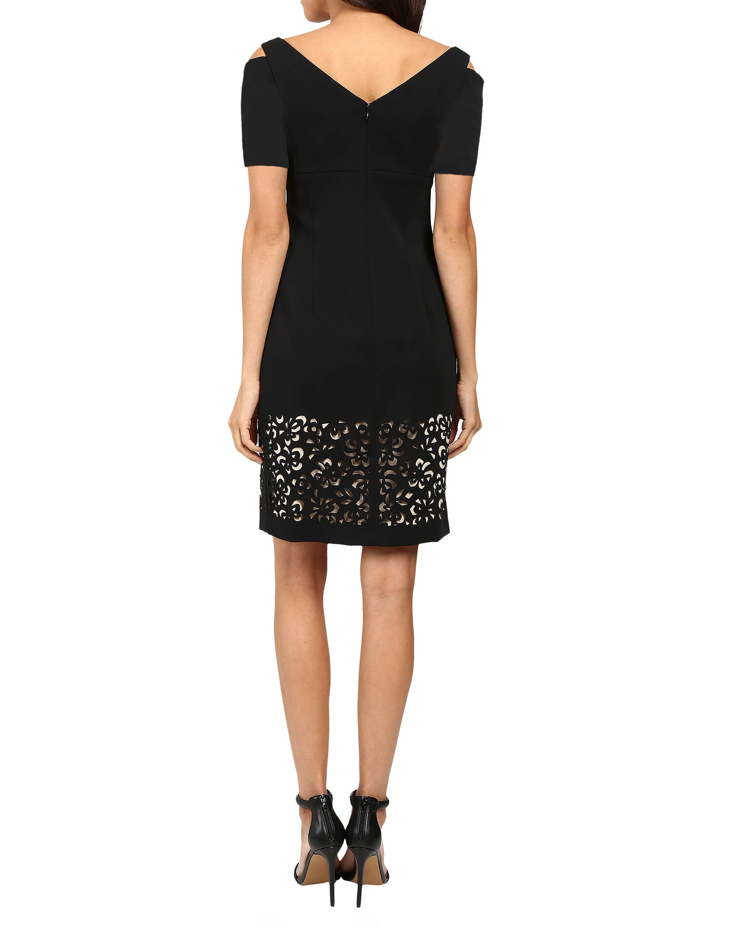 FOCUS by Shani — Cold Shoulder Laser Cut Dress - Image 2