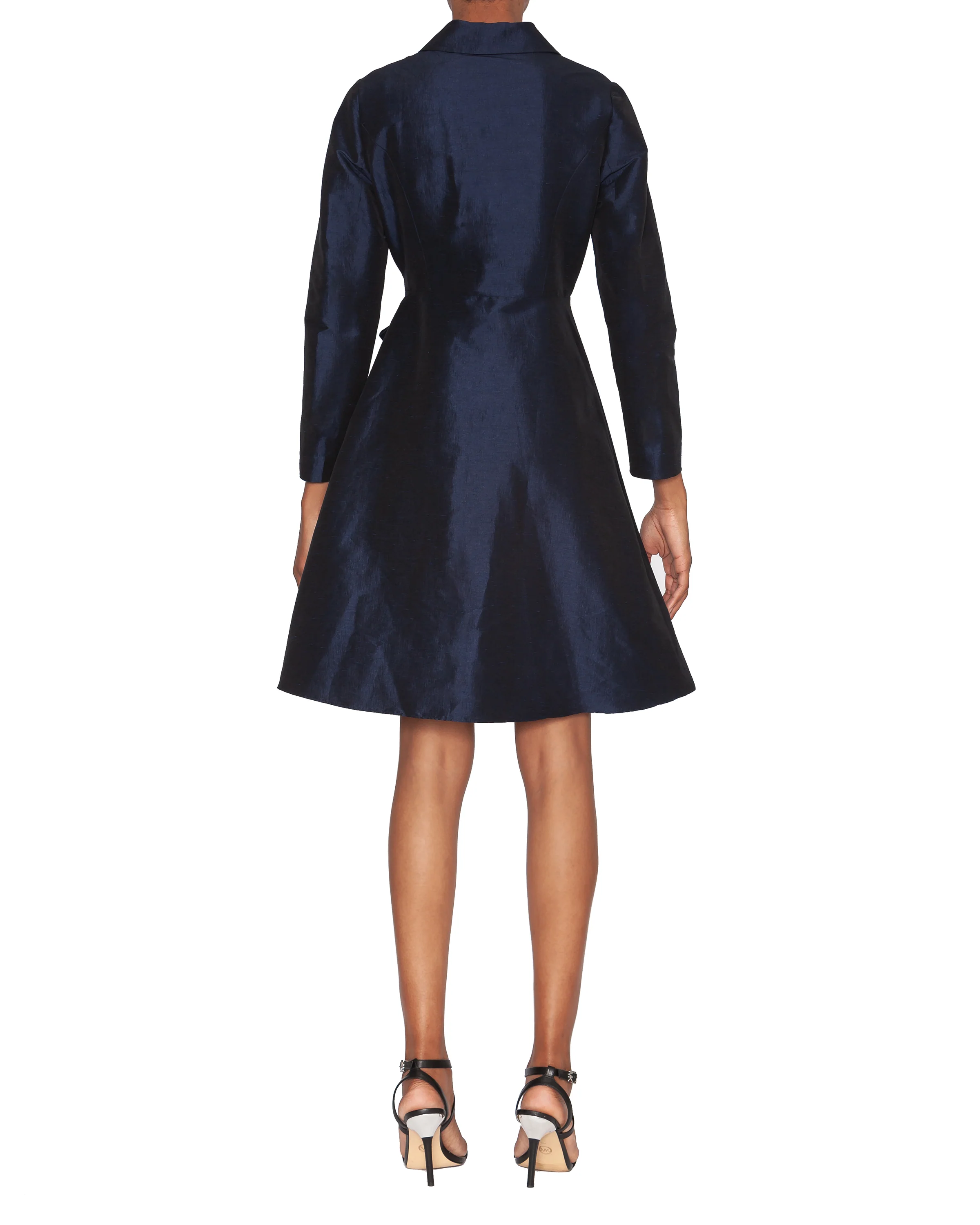 FOCUS by SHANI - Dupioni Wrap Dress in Navy - Image 2
