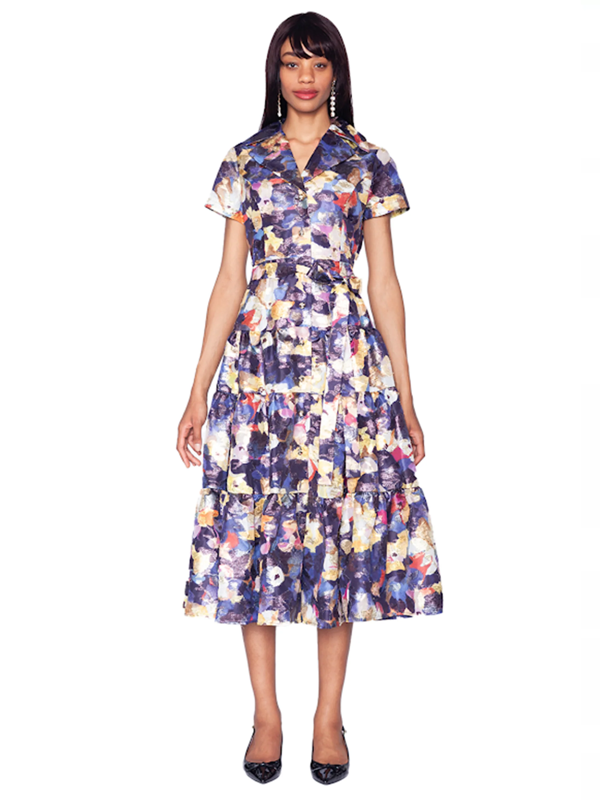 White Tie by Shani - Fit and Flare Printed Midi Dress - Image 3