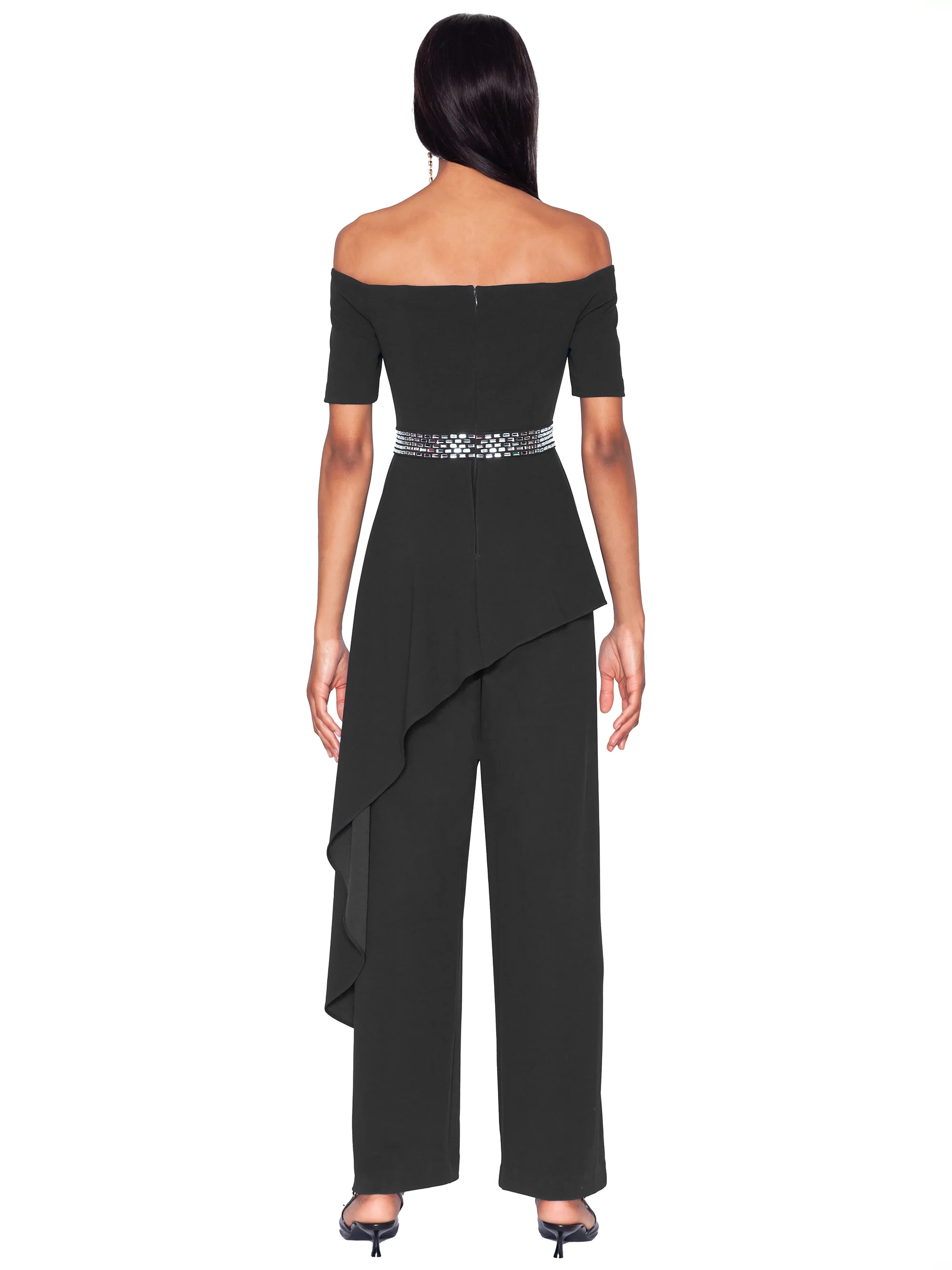 White Tie by Shani - Off The Shoulder Peplum Jumpsuit - Image 3
