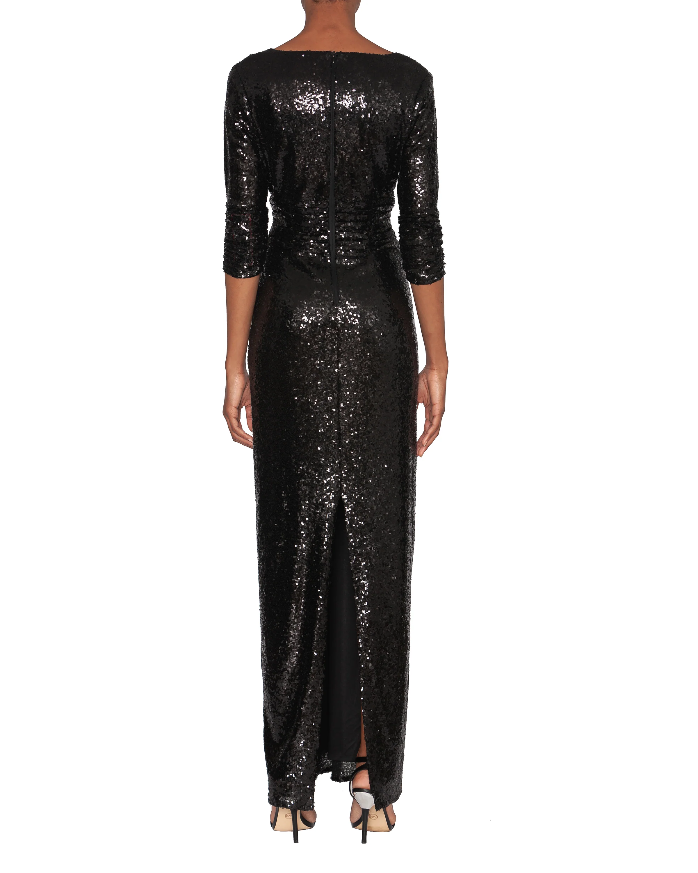 FOCUS by SHANI - Surplice Sequin Gown in Black - Image 2