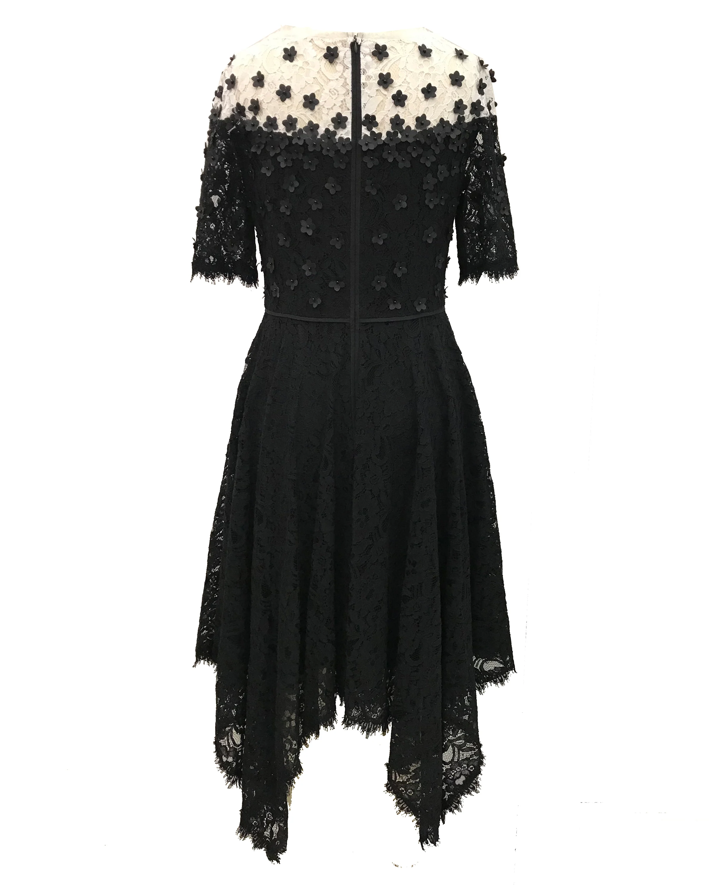 Floral Appliqué Lace Handkerchief Dress - Image 4