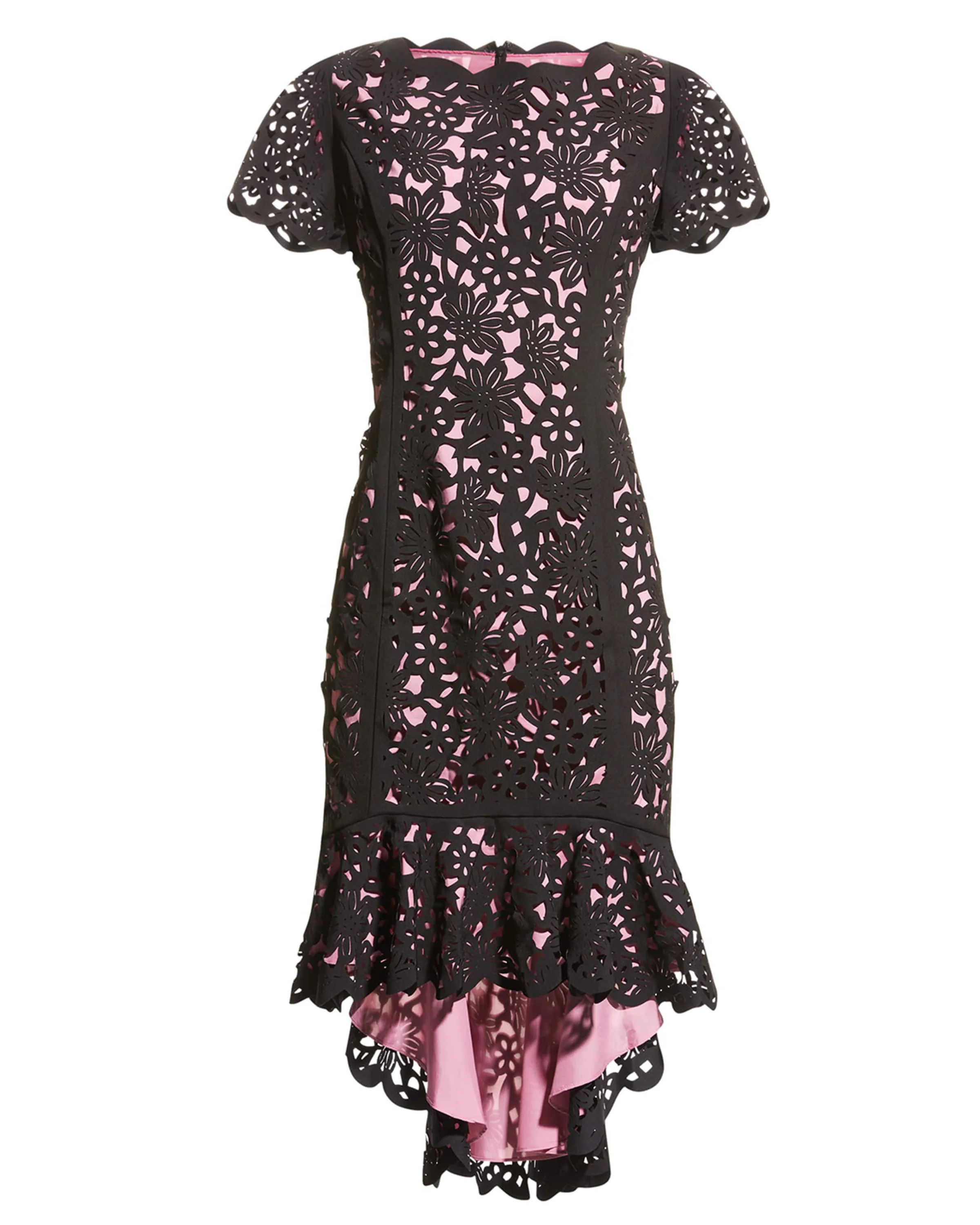 Hi-Lo Laser Cut Dress in Pink - Image 3