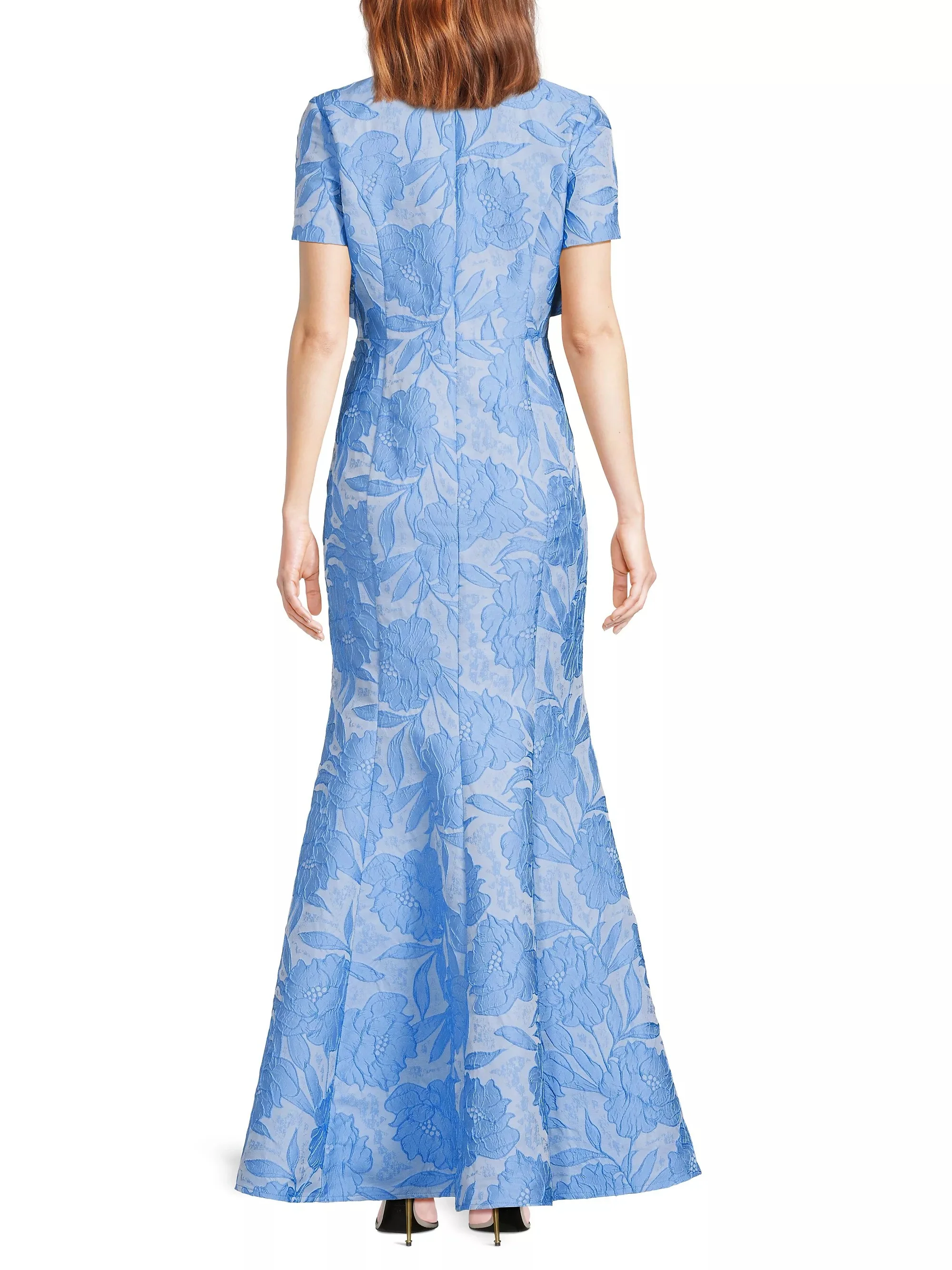 Jacquard Bow Gown in Light Blue - Image 3