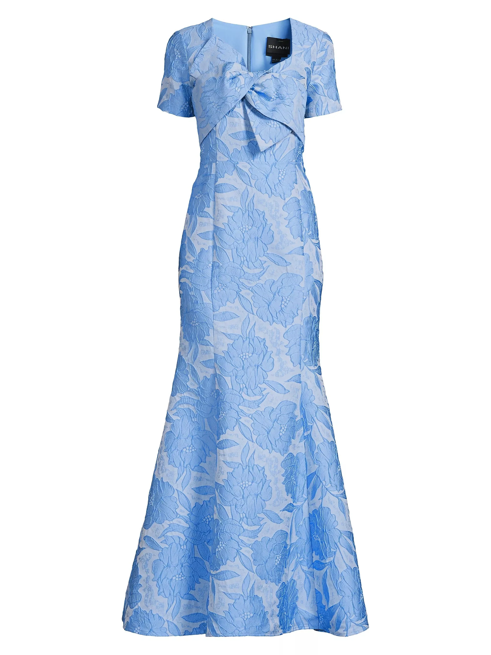 Jacquard Bow Gown in Light Blue - Image 4