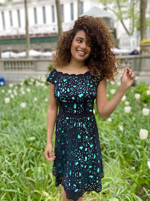 Off-the-Shoulder Laser Cut Dress in Mint - Image 4