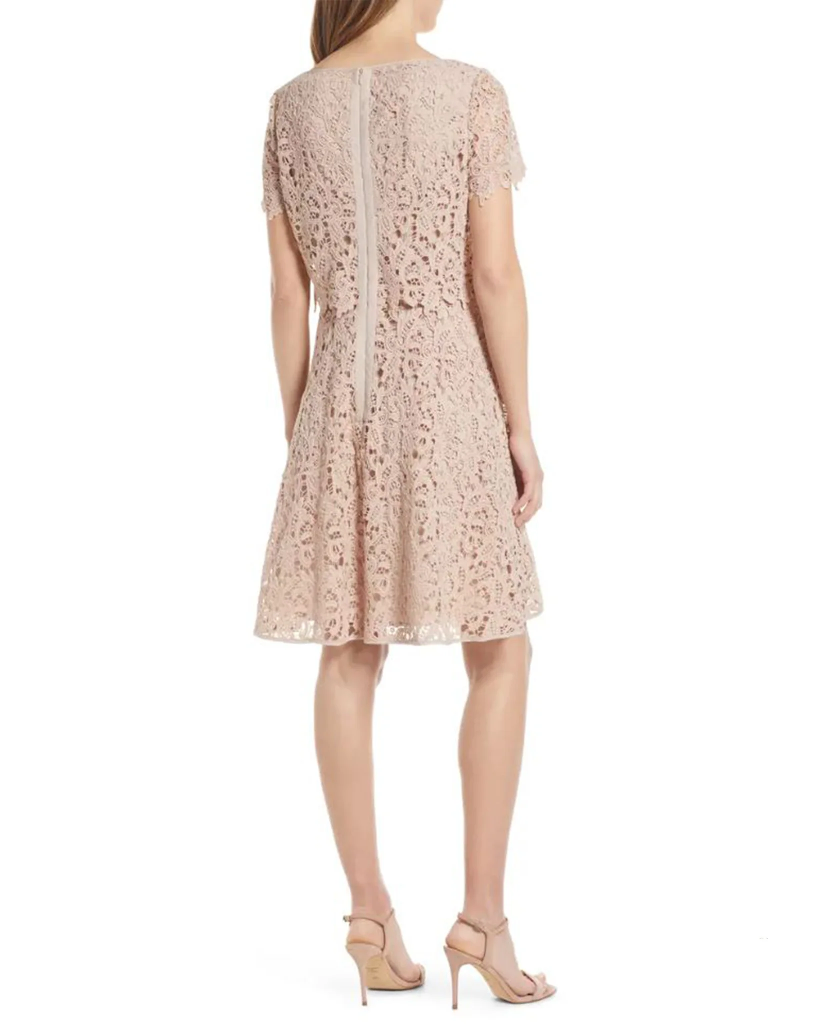 Fit & Flare Popover Lace Dress in Champagne - Image 2