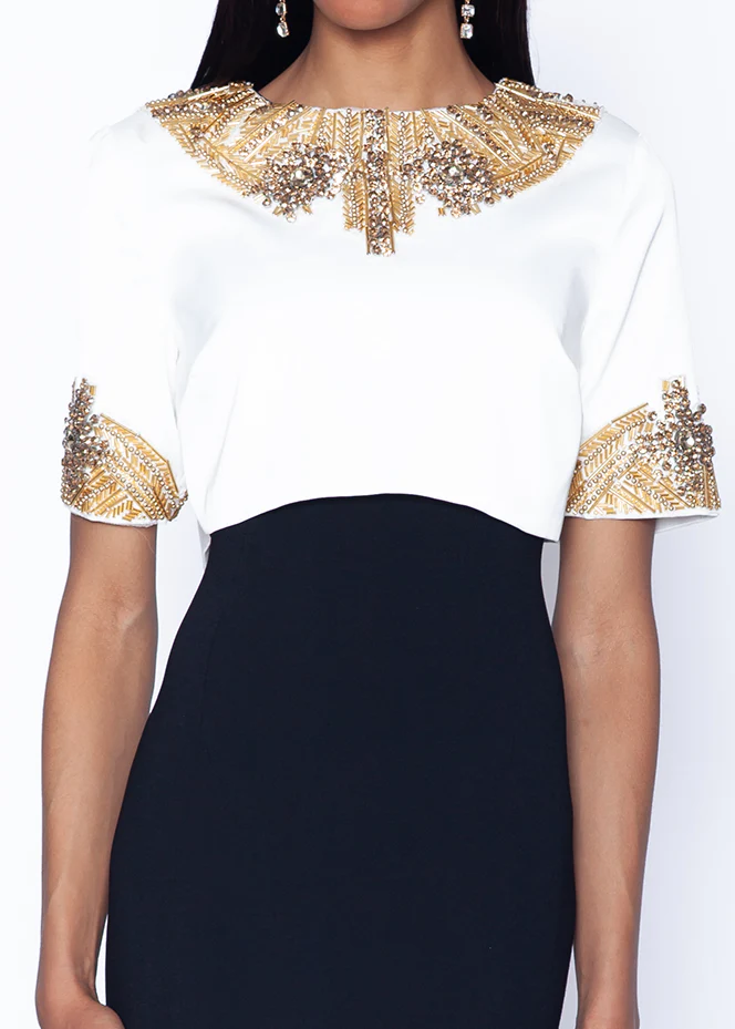 PREORDER - Beaded Popover Column Gown - Image 3