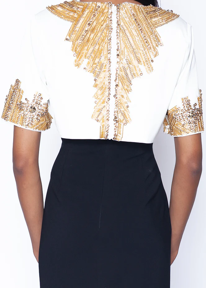 PREORDER - Beaded Popover Column Gown - Image 4