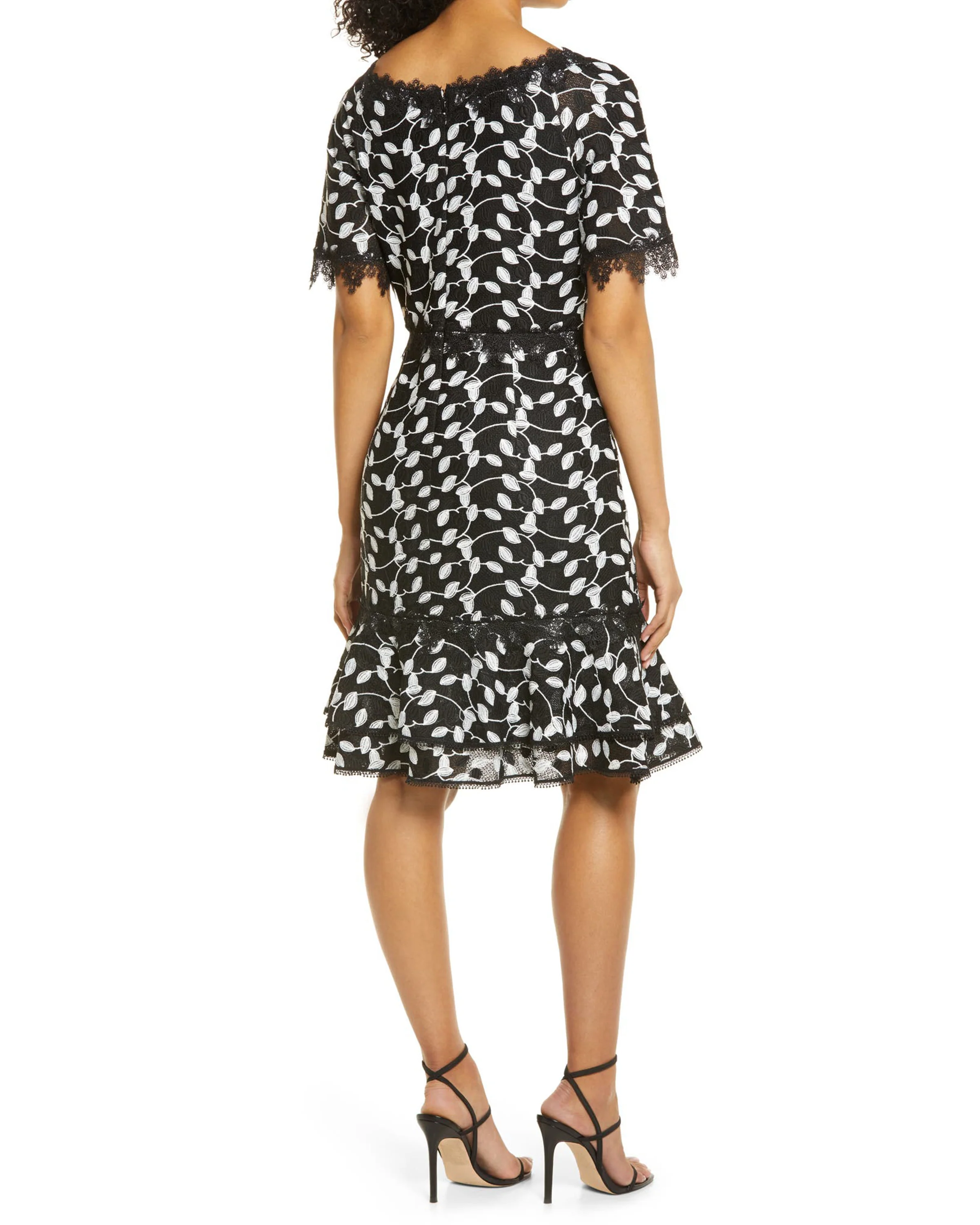 Two Tone Lace Dress in Black/White - Image 2