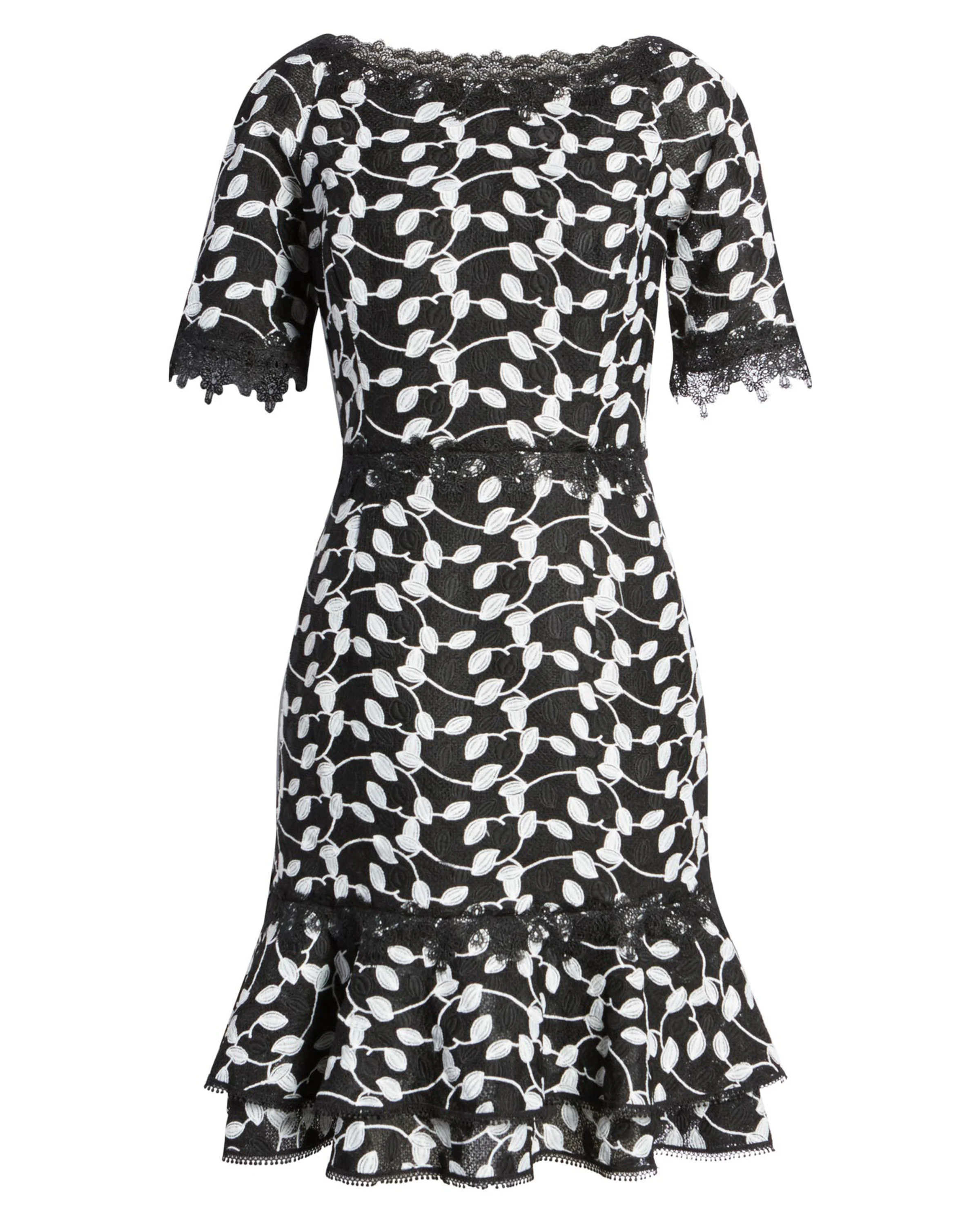 Two Tone Lace Dress in Black/White - Image 3