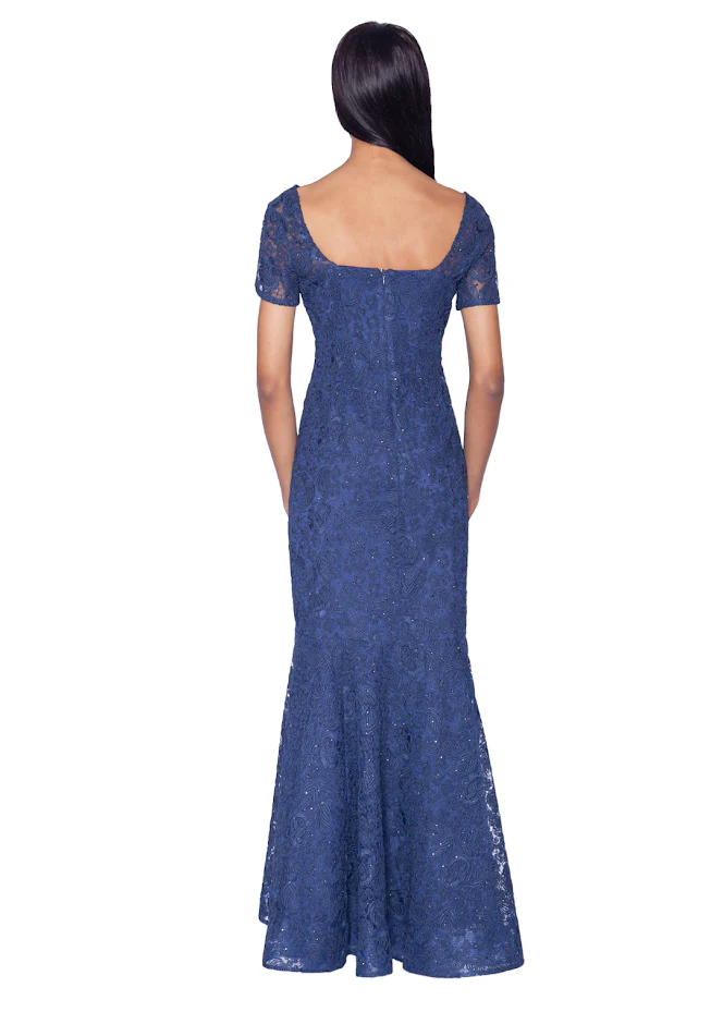 PREORDER - V-Neck Lace Gown with All Over Crystals - Image 2