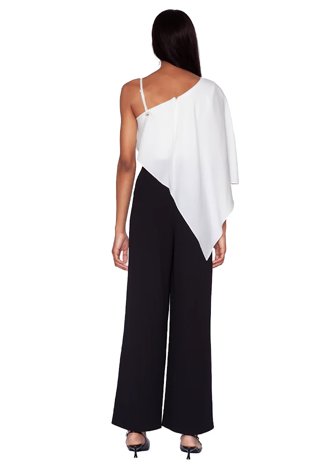 White Tie by Shani - One Shoulder Colorblock Jumpsuit - Image 2