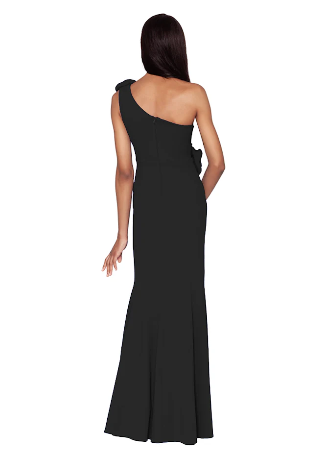 White Tie by Shani - One Shoulder Floral Scuba Crepe Gown - Image 2