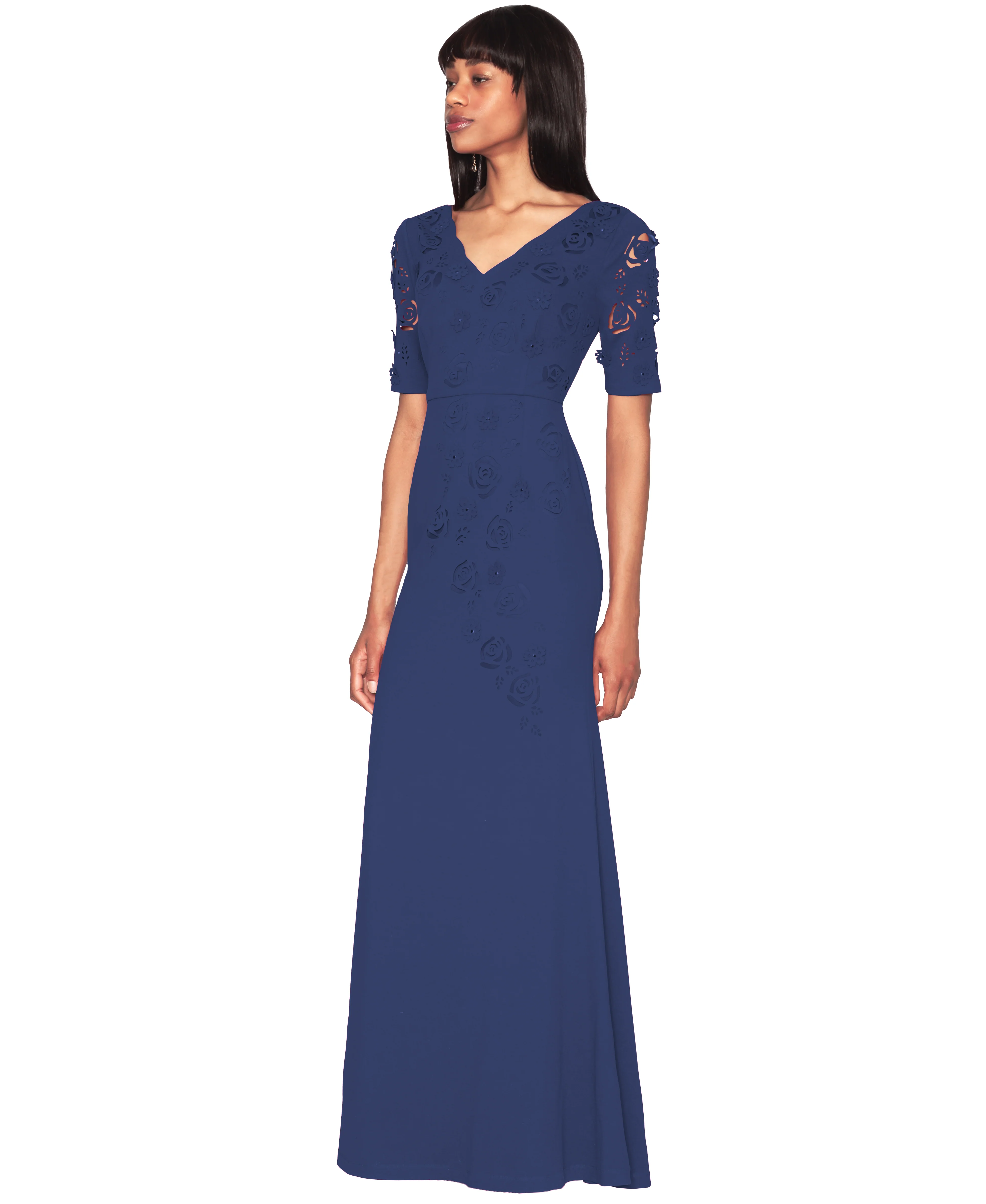 White Tie by Shani - V-Neck Laser Cut Gown - Image 2